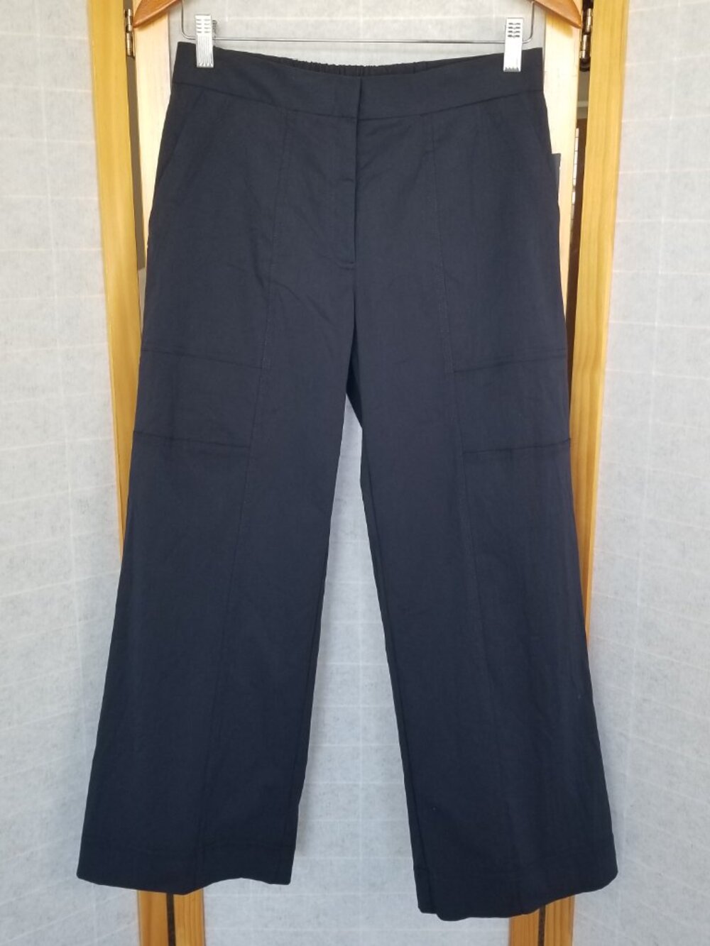 Navy Blue Chino Trouser Pants Elliot Lauren Ankle Crop Wide Leg NWT